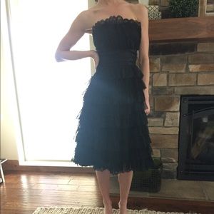 Black lace ruffle dress
